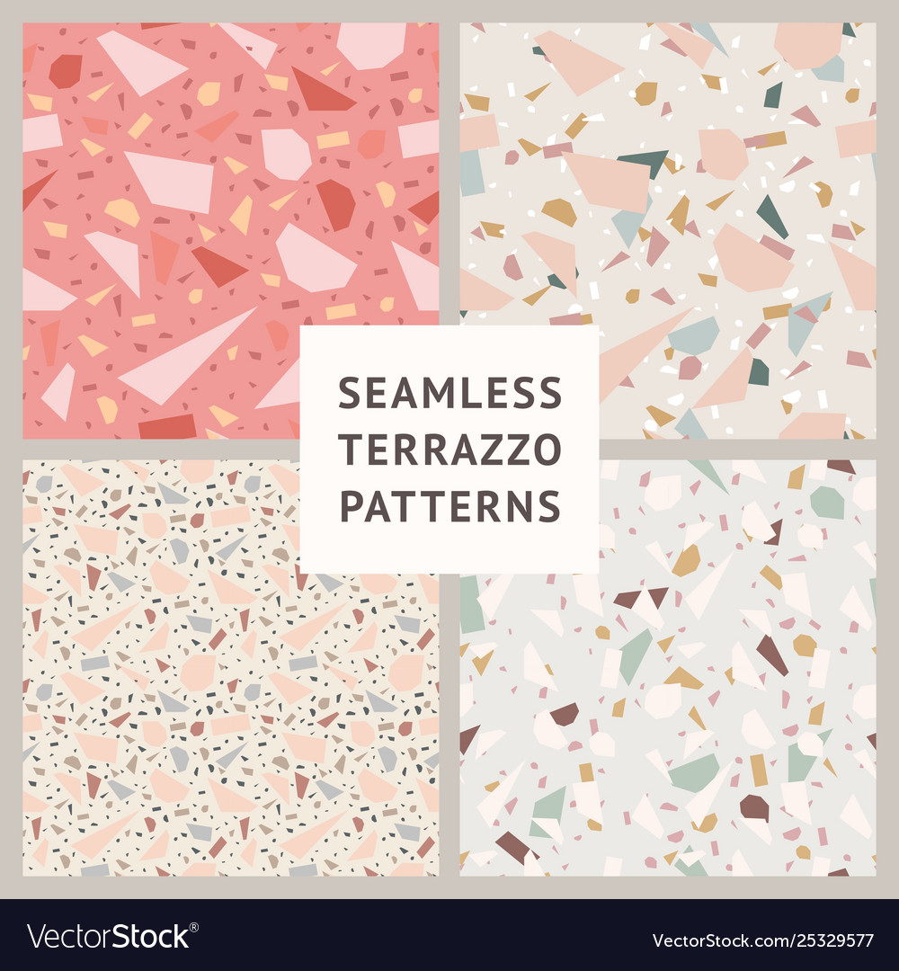 Terrazzo set seamless patterns vector image Terrazzo set seamless patterns