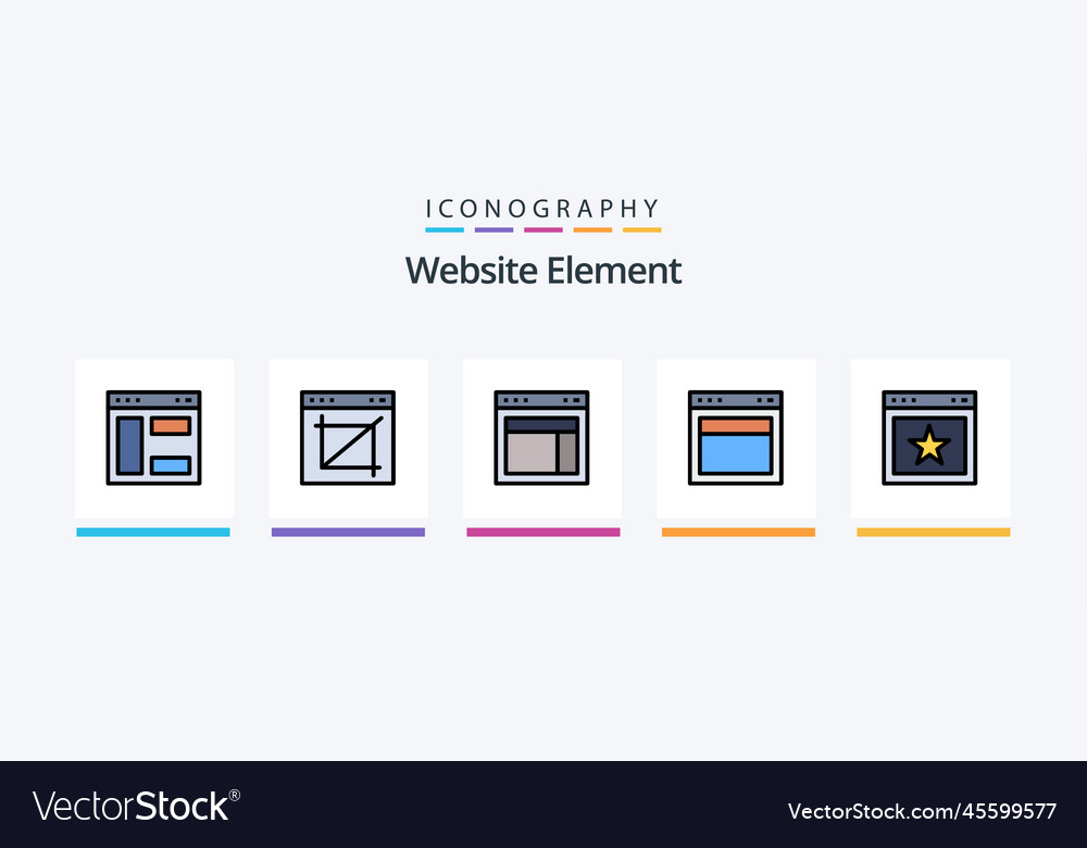 Website element line filled 5 icon pack including