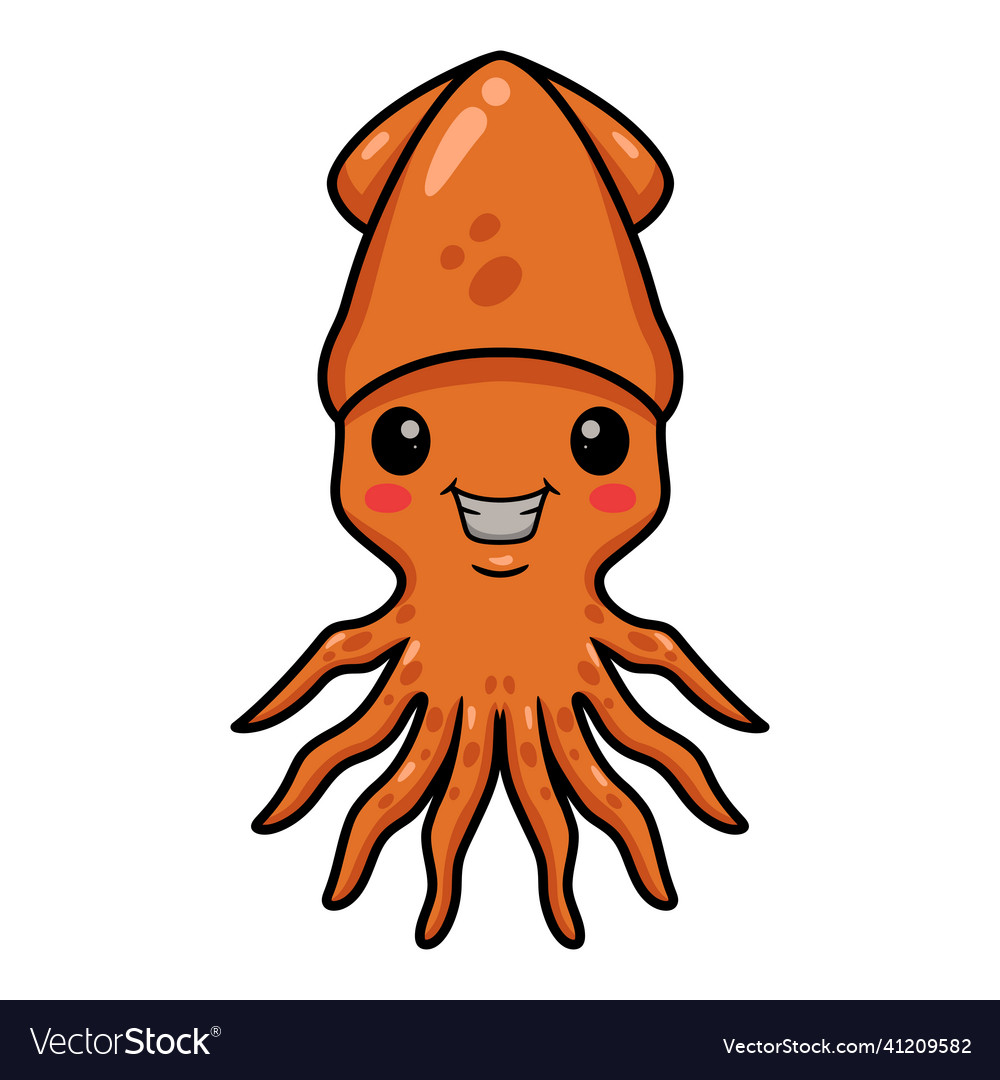 Cute little squid cartoon posing