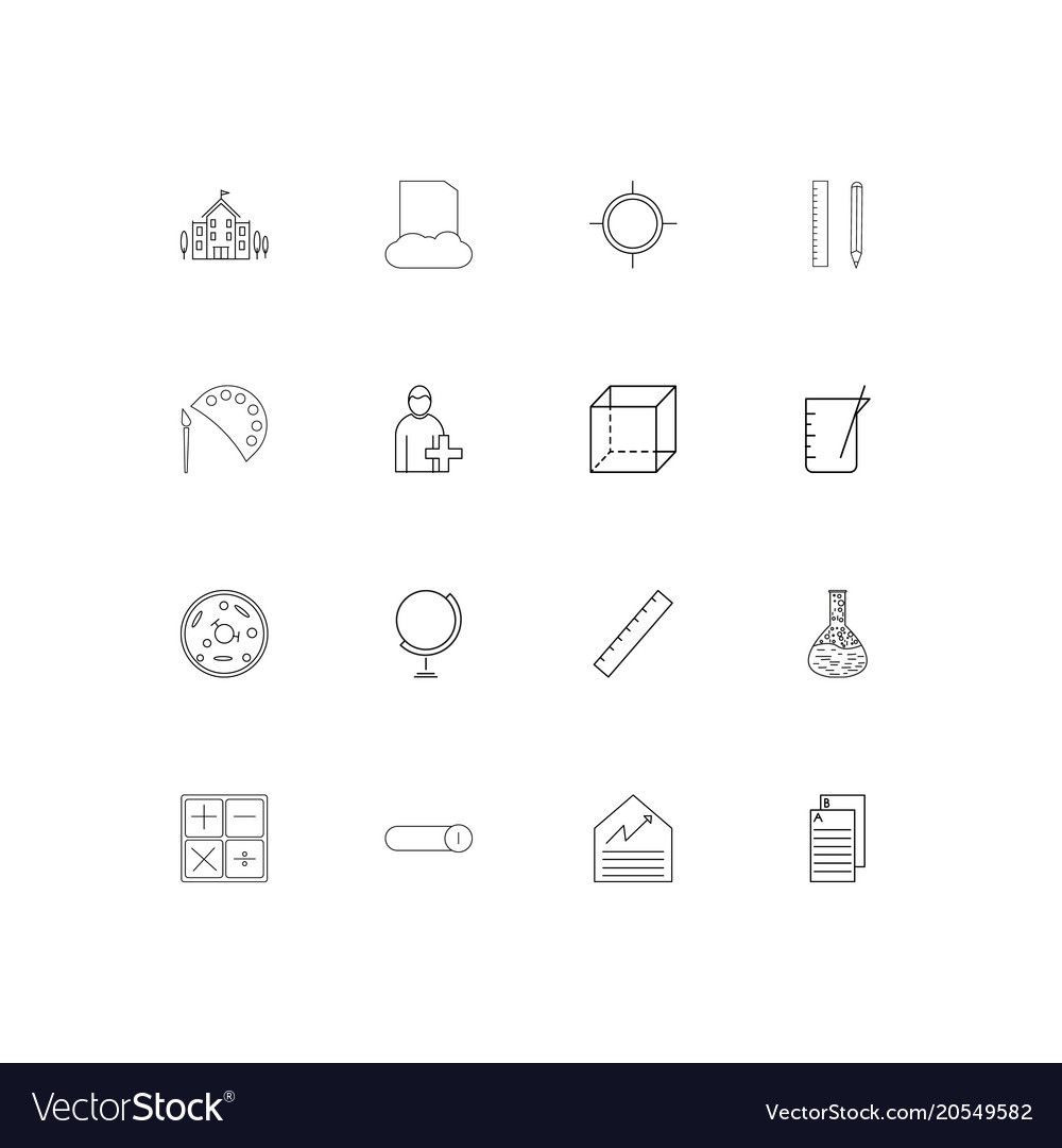 Education and science simple linear icons set