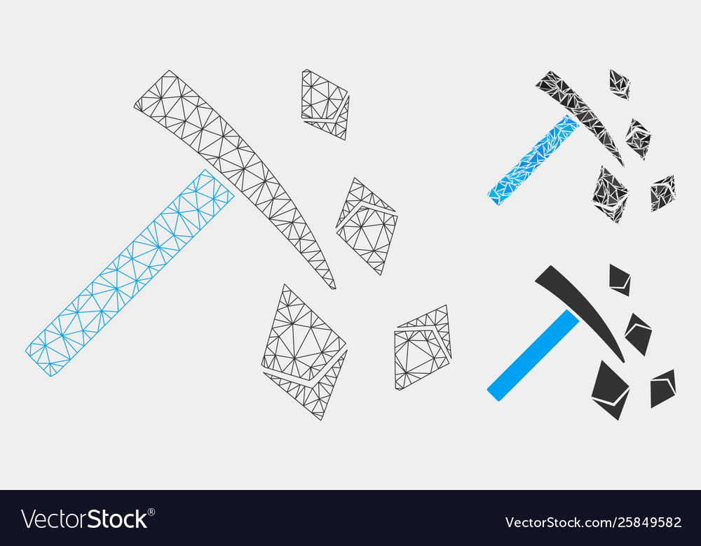 Ethereum mining hammer mesh network model Vector Image Ethereum mining hammer mesh network model