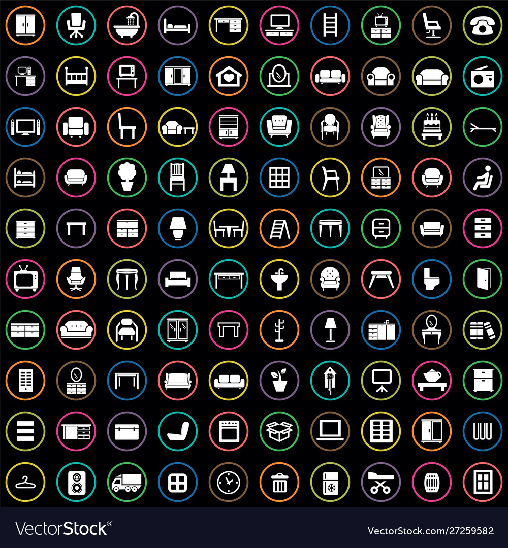 Furniture 100 icons universal set for web and ui