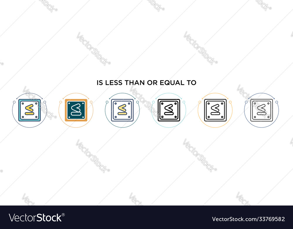 Is less than or equal to icon in filled thin line