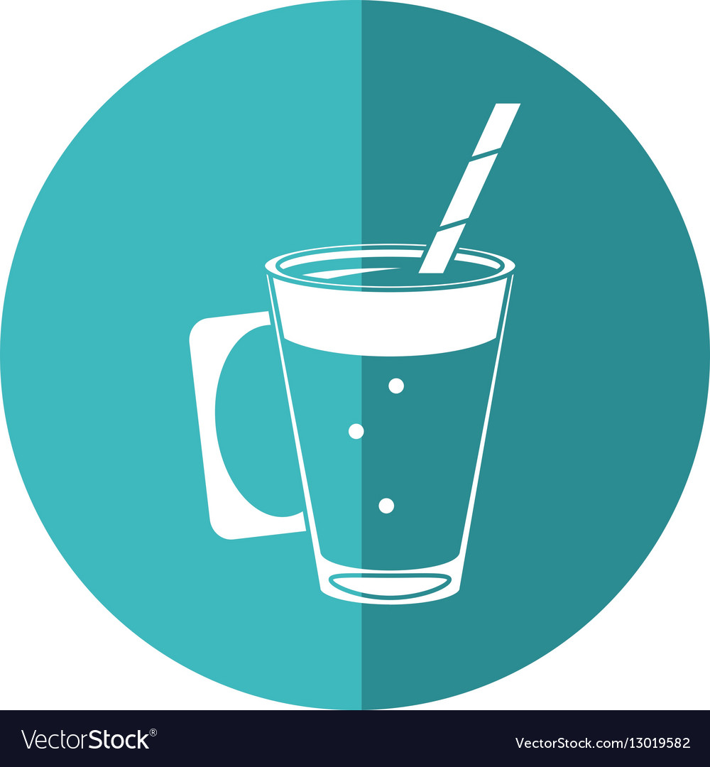 Mocca coffee cup cream straw drink - round icon Vector Image