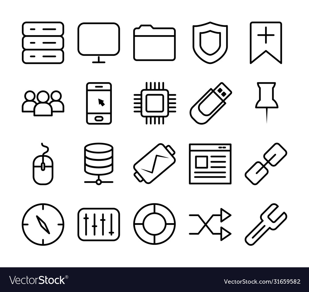 Mouse device and ui or ux icon set line style