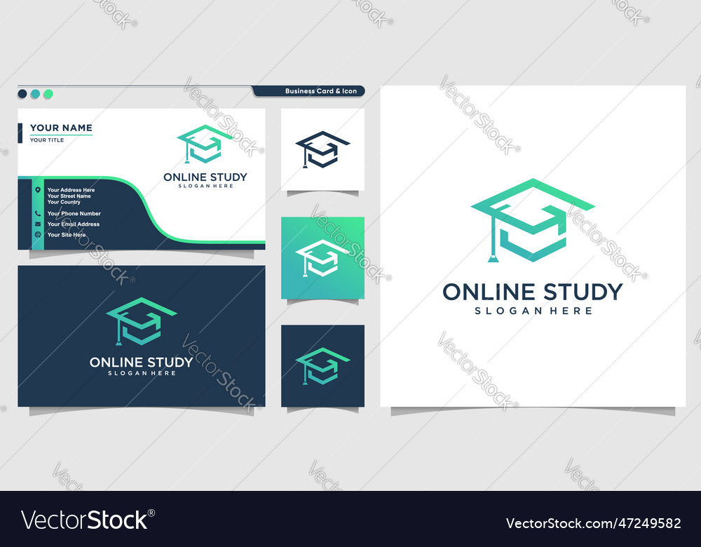 Online study logo with modern outline style Vector Image