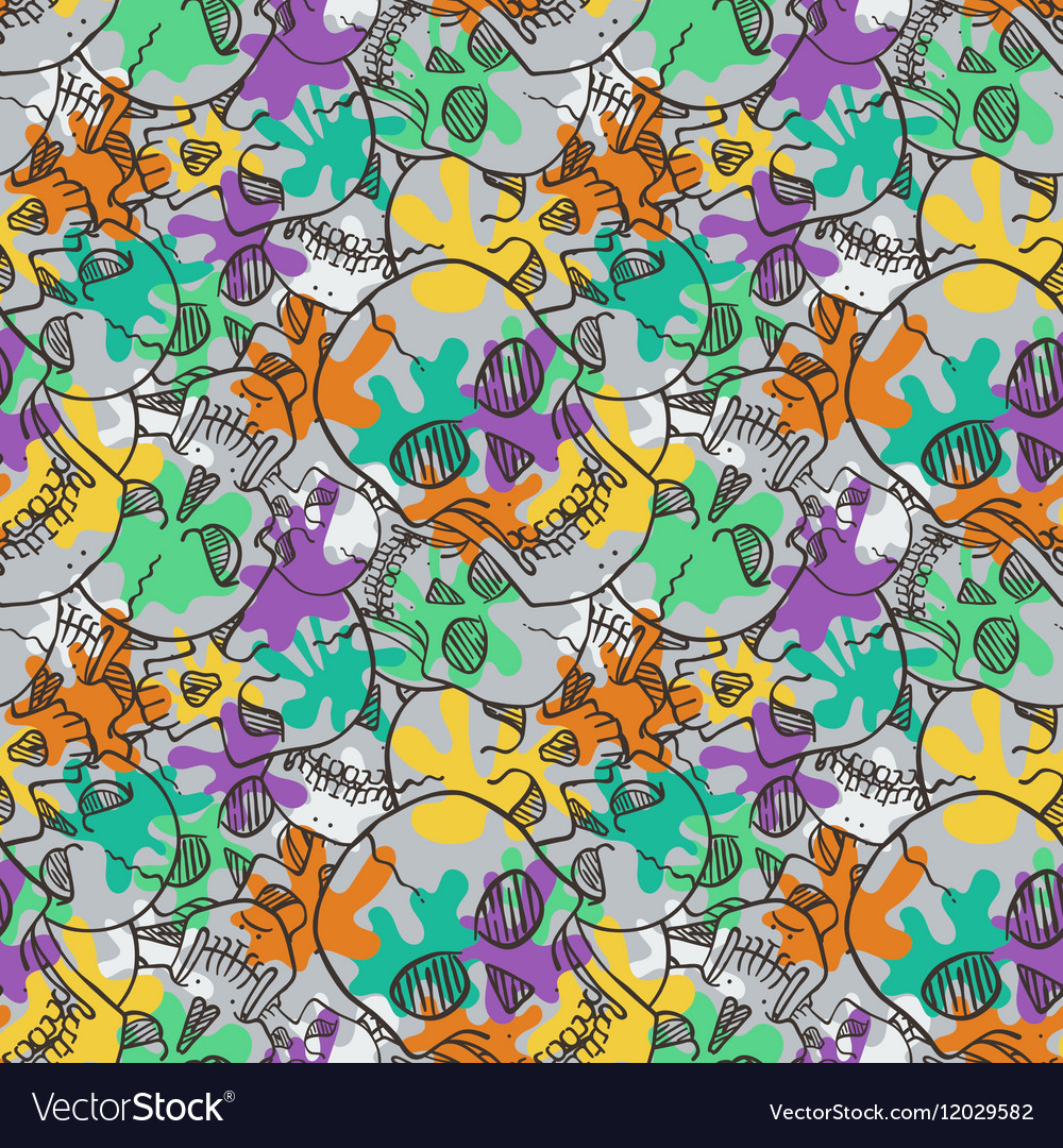 Seamless pattern with random skulls