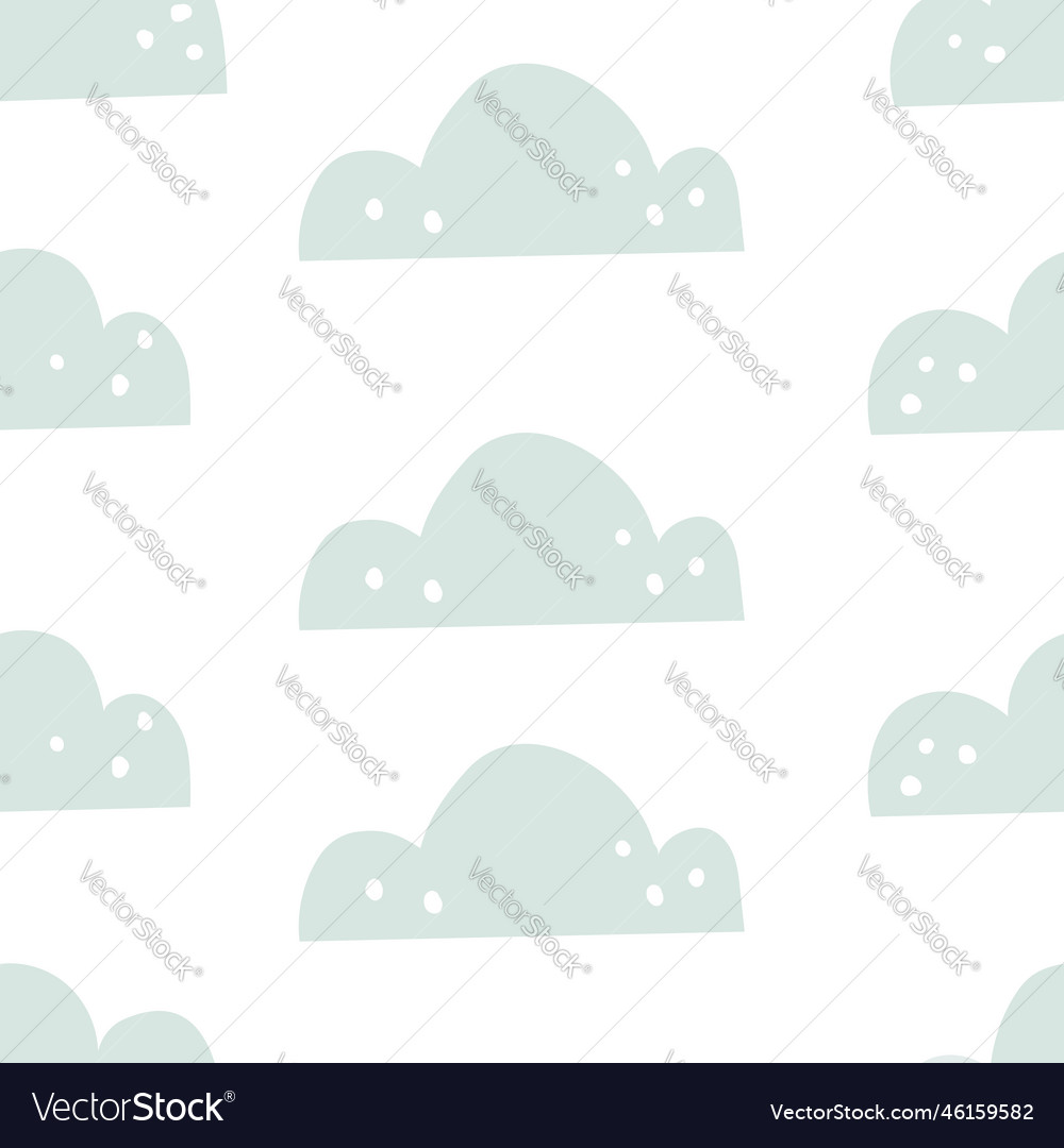 Seamless pattern with simple cute clouds vector image Seamless pattern with simple cute clouds