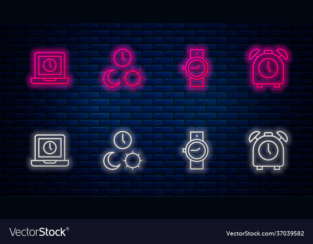 Set line day and night with time wrist watch Vector Image