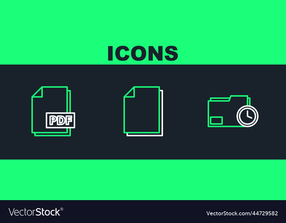 Set line document folder with clock pdf file vector image Set line document folder with clock pdf file