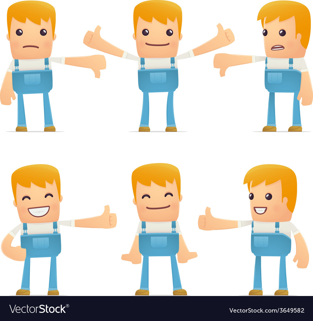 Set of mechanic character in different poses