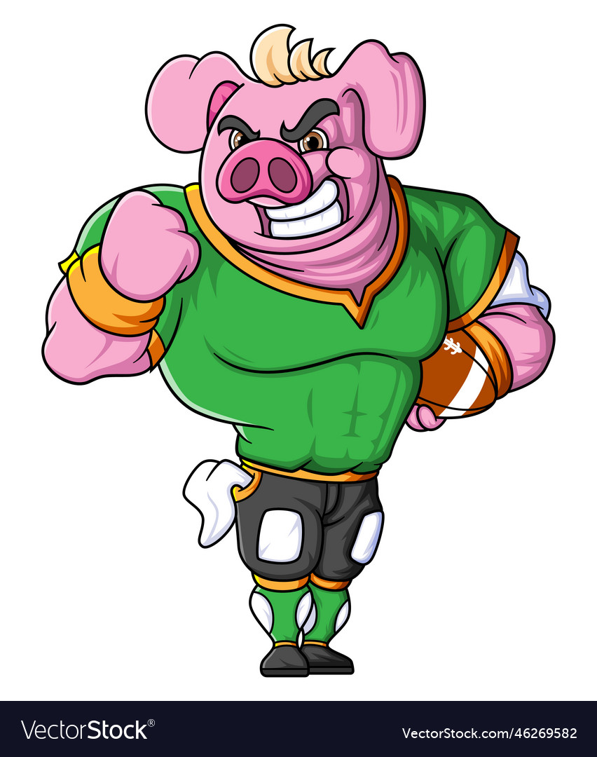 Strong pig mascot of american football complete Vector Image