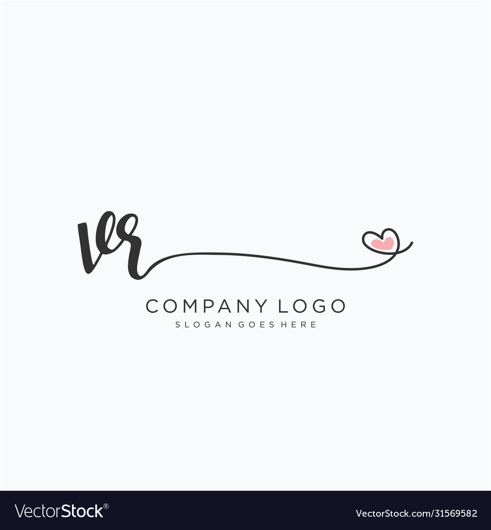 Vr initial handwriting logo design