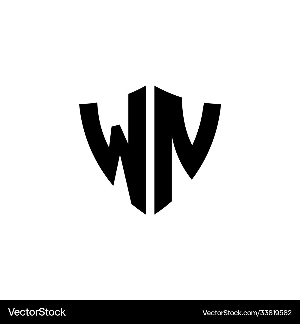 Wn monogram logo with shield shape design template