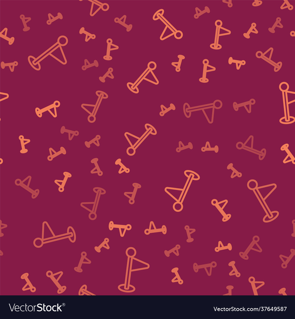 Brown line flag icon isolated seamless pattern