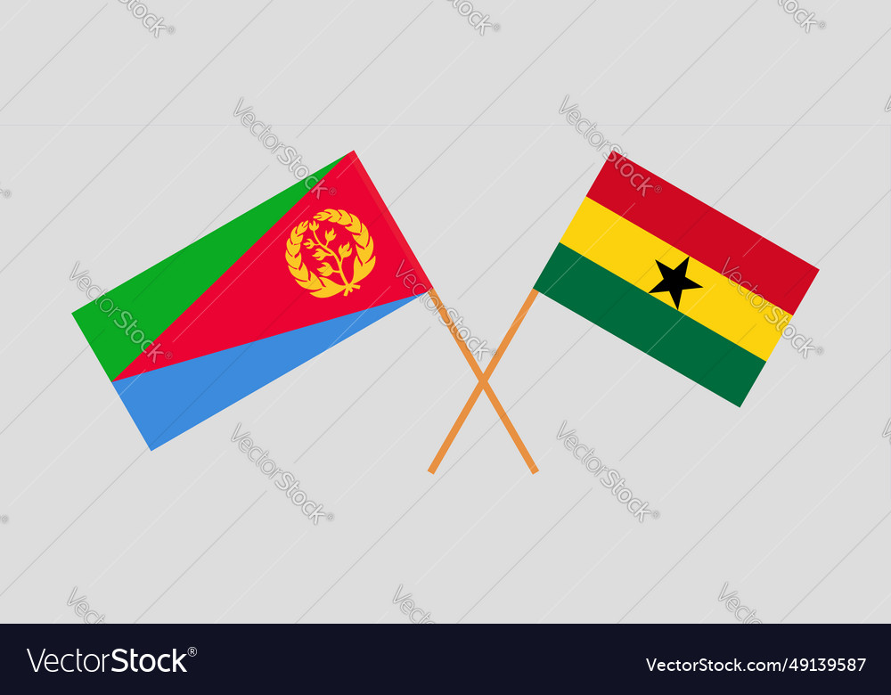Crossed flags of eritrea and ghana official vector image Crossed flags of eritrea and ghana official