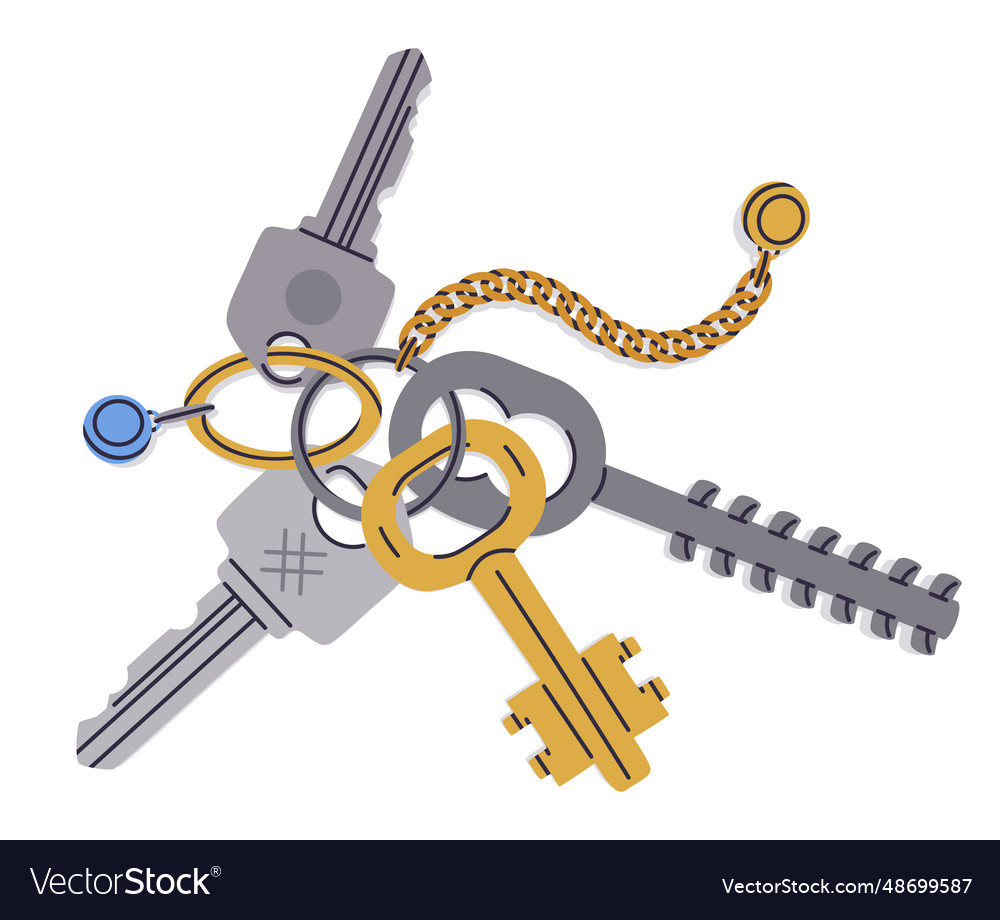 Flat bunch of keys hand drawn apartment or house