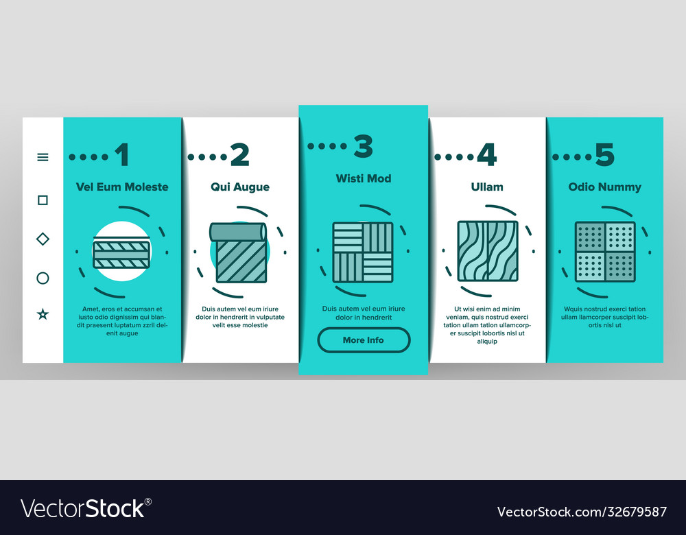 Floor and material onboarding icons set vector image Floor and material onboarding icons set