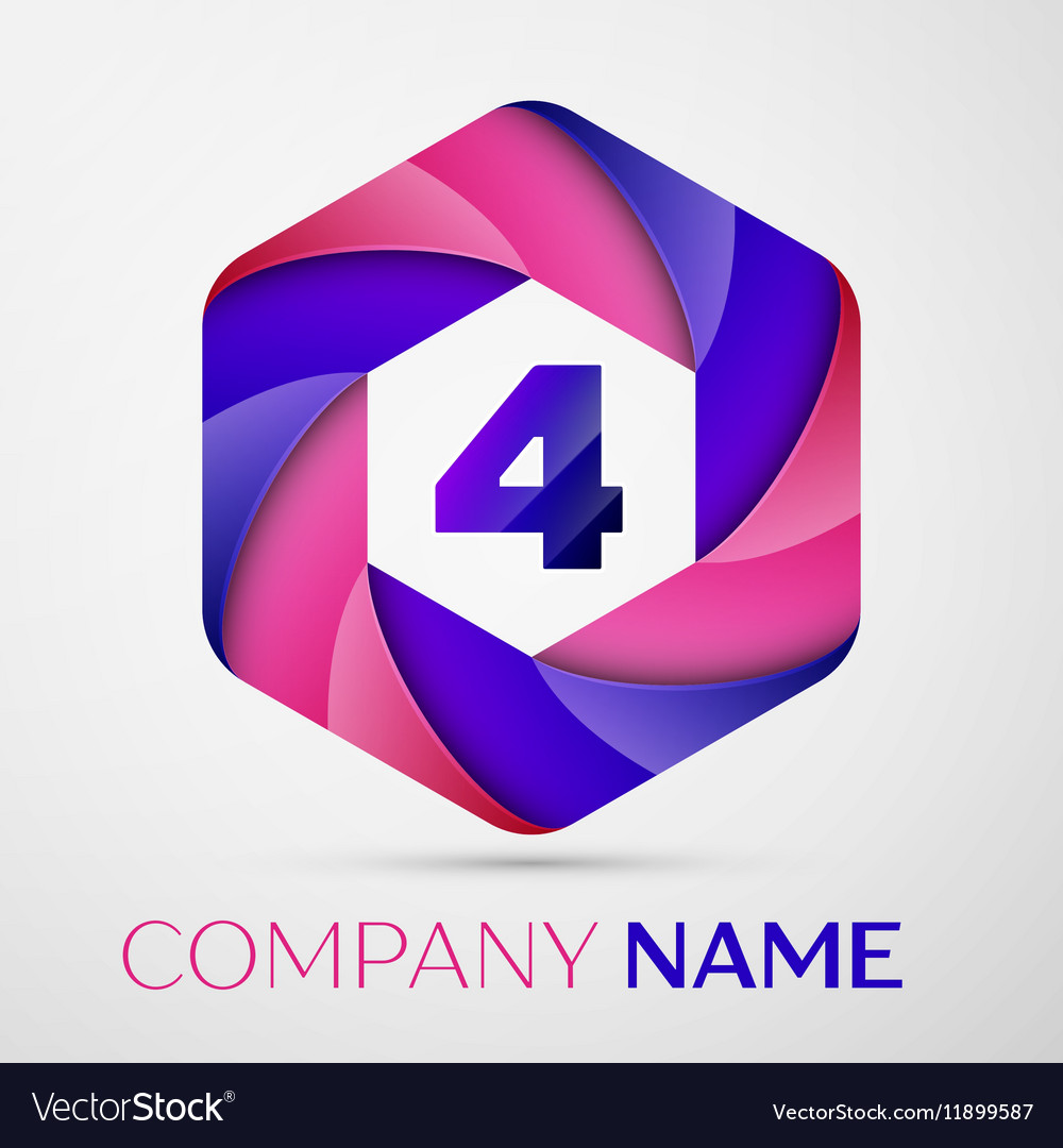 Four number colorful logo in the hexagonal