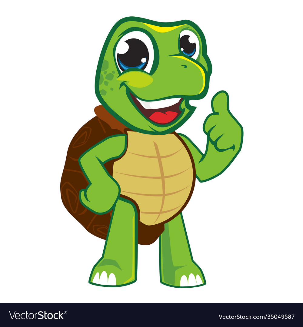 Green turtle mascot cartoon Royalty Free Vector Image