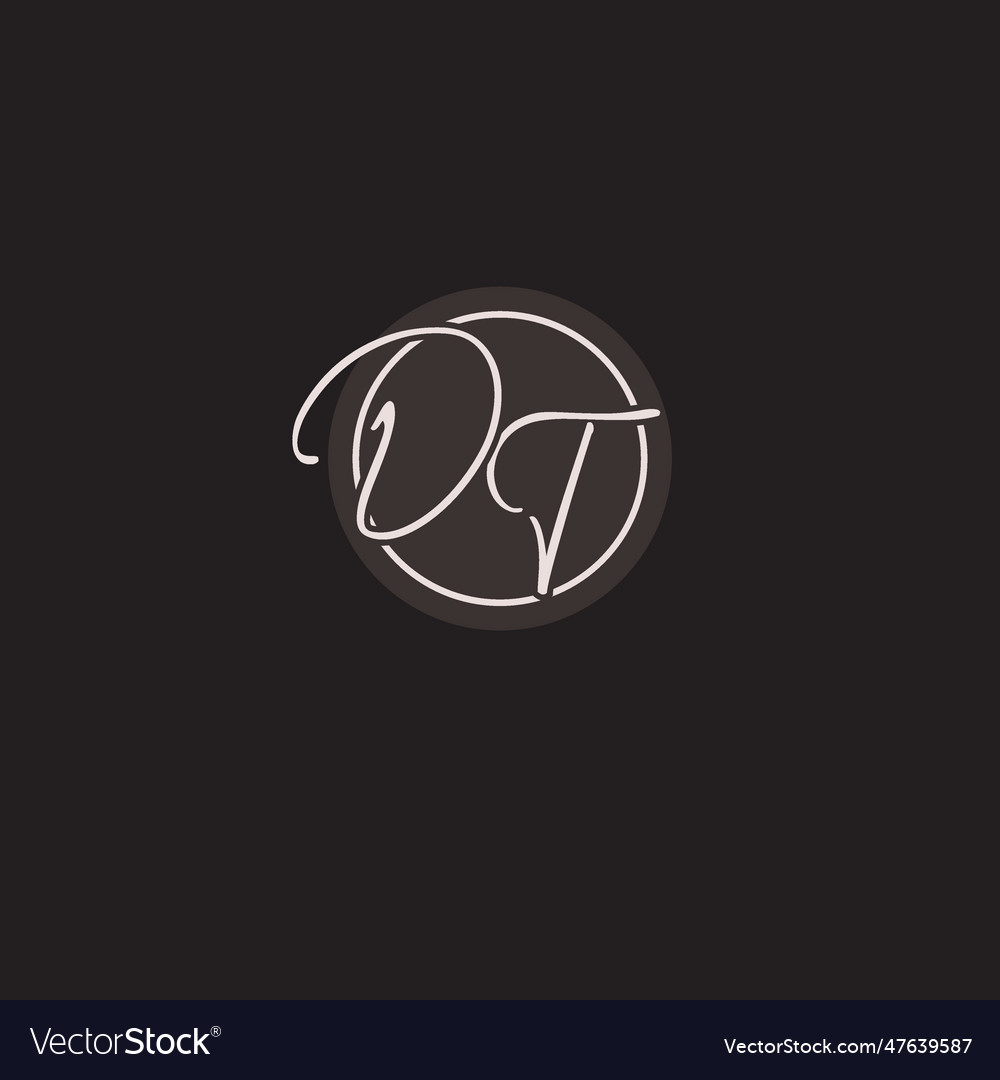 Initials dt logo monogram with simple circle line