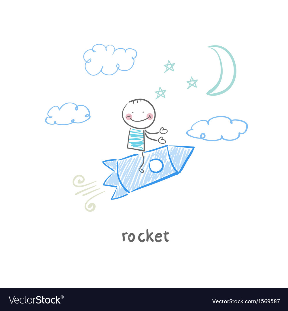 Man Riding a Rocket