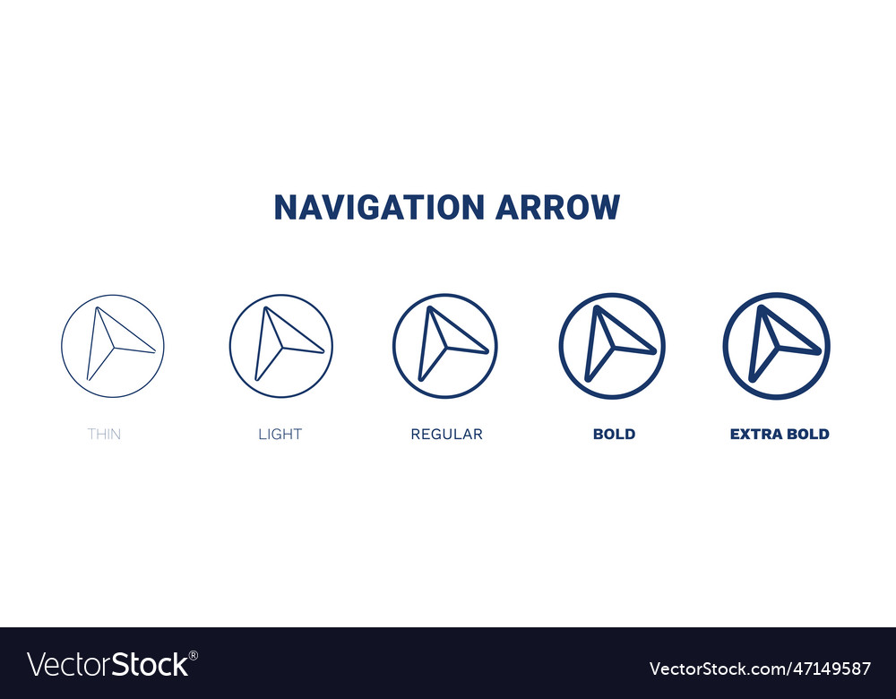 Navigation arrow icon thin light regular bold Vector Image Navigation arrow icon thin light regular bold