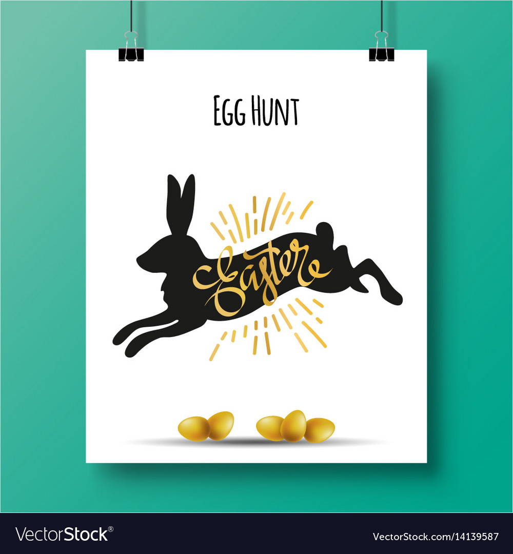 Poster with a handwritten phrase-egg hunt easter