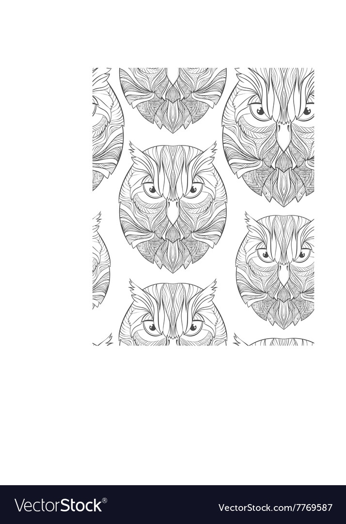 Seamless pattern with sketch owl in boho style
