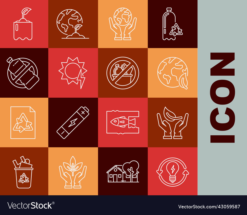 Set line recycle and light bulb with lightning Vector Image Set line recycle and light bulb with lightning