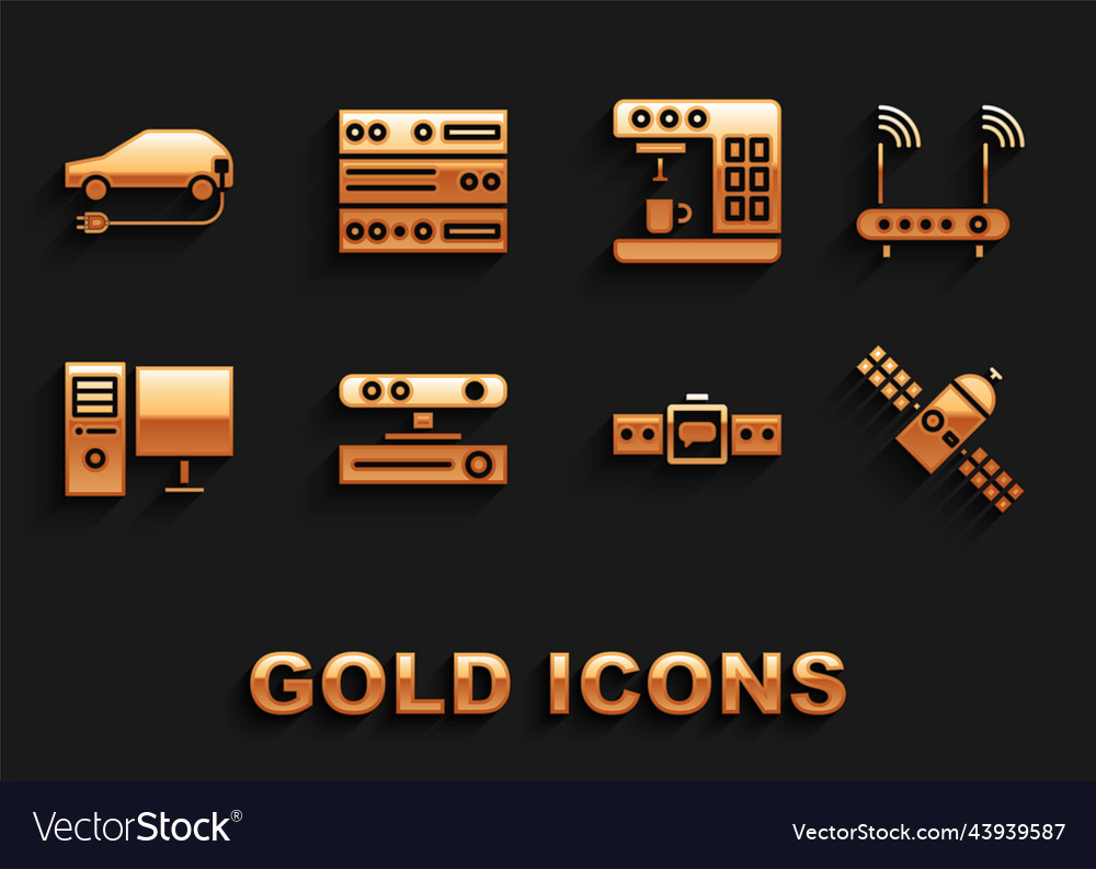 Set motion sensor router and wi-fi signal vector image Set motion sensor router and wi-fi signal