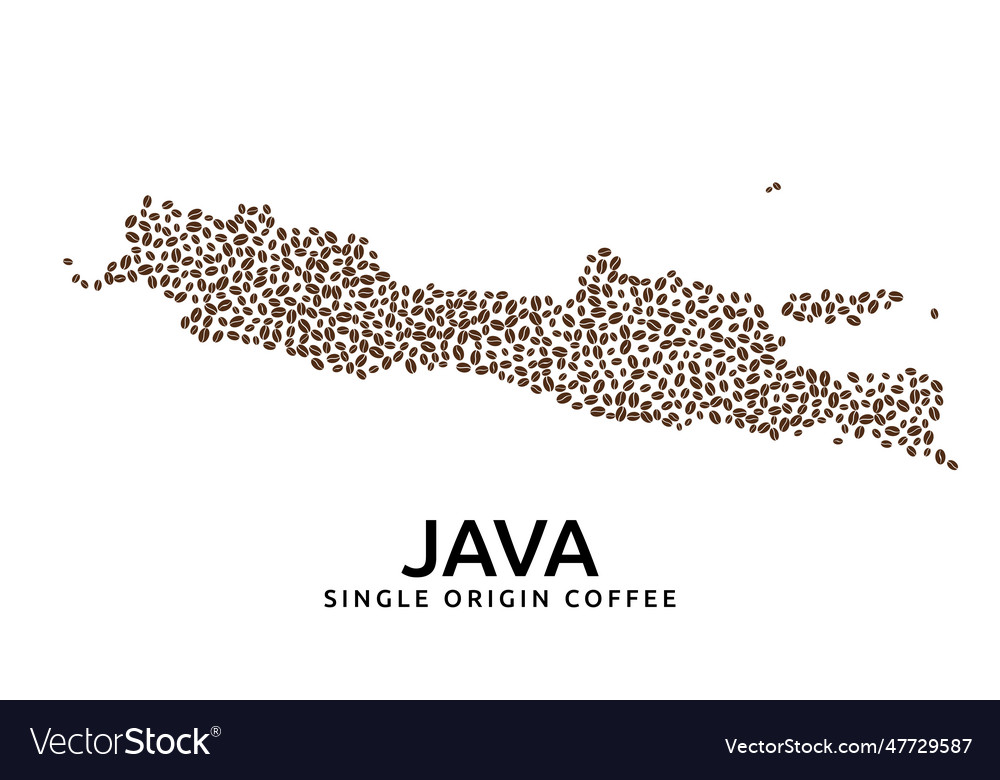 Shape of java island map made scattered coffee vector image Shape of java island map made scattered coffee