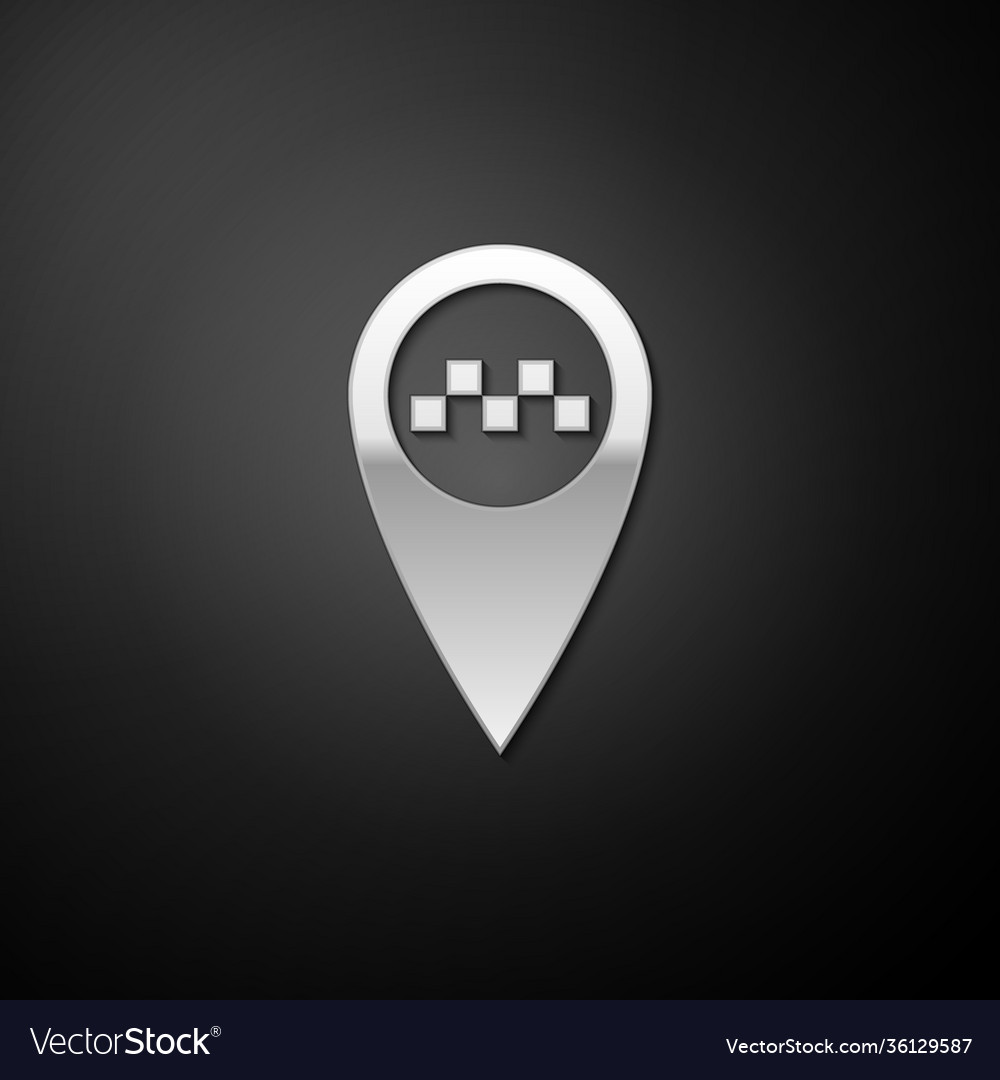 Silver map pointer with taxi icon isolated vector image Silver map pointer with taxi icon isolated