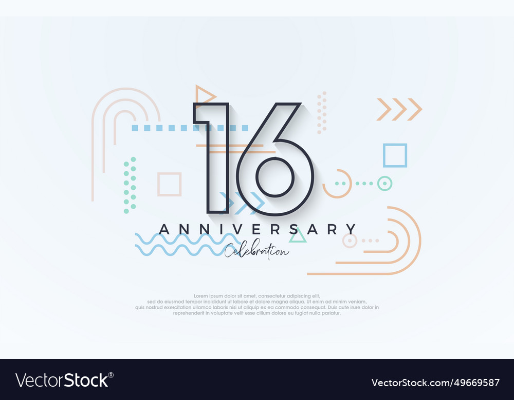 Simple design 16th anniversary with a line