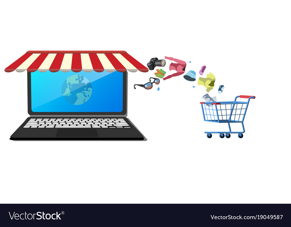 Store shop on notebook screen display