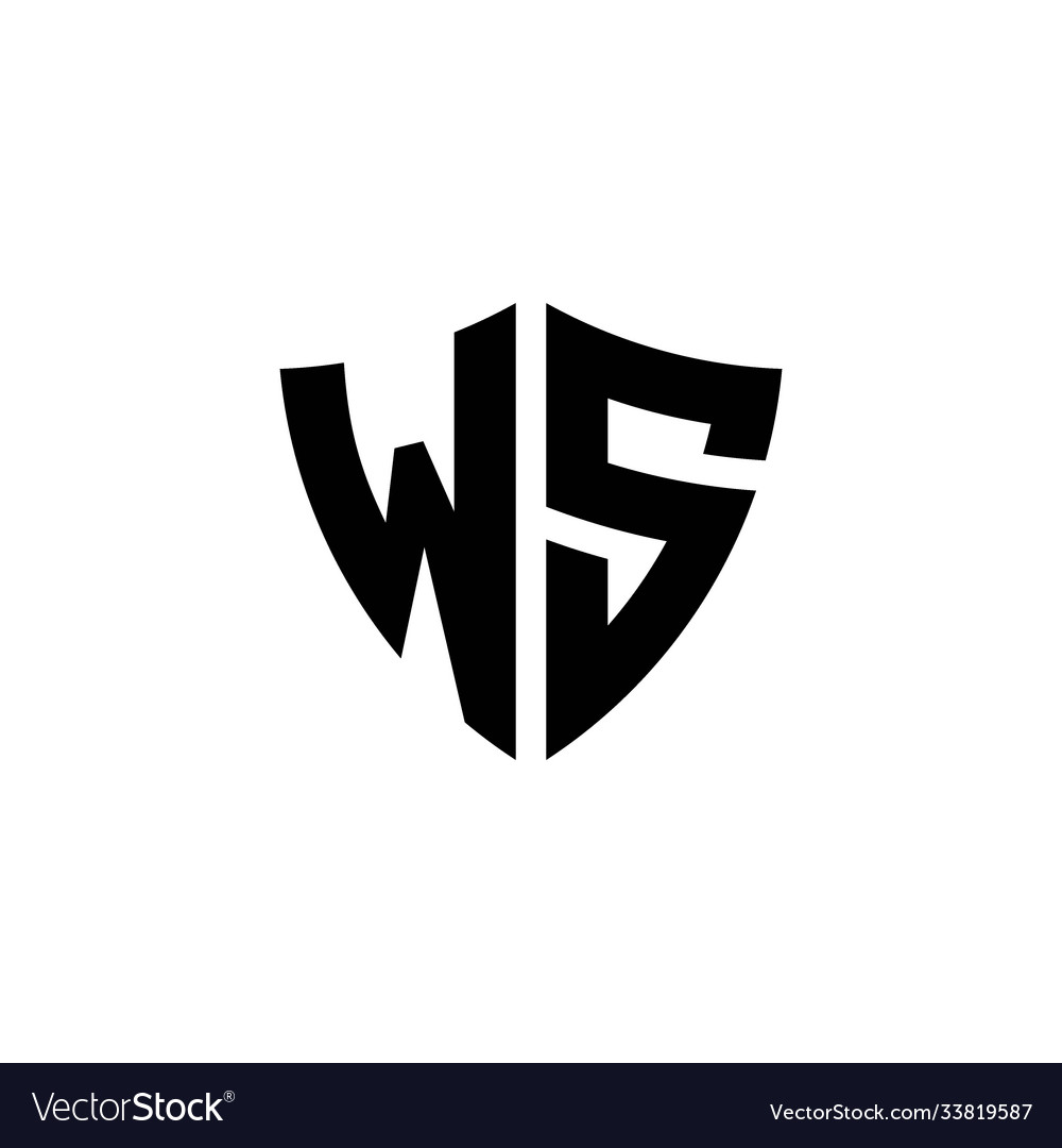 Ws monogram logo with shield shape design template