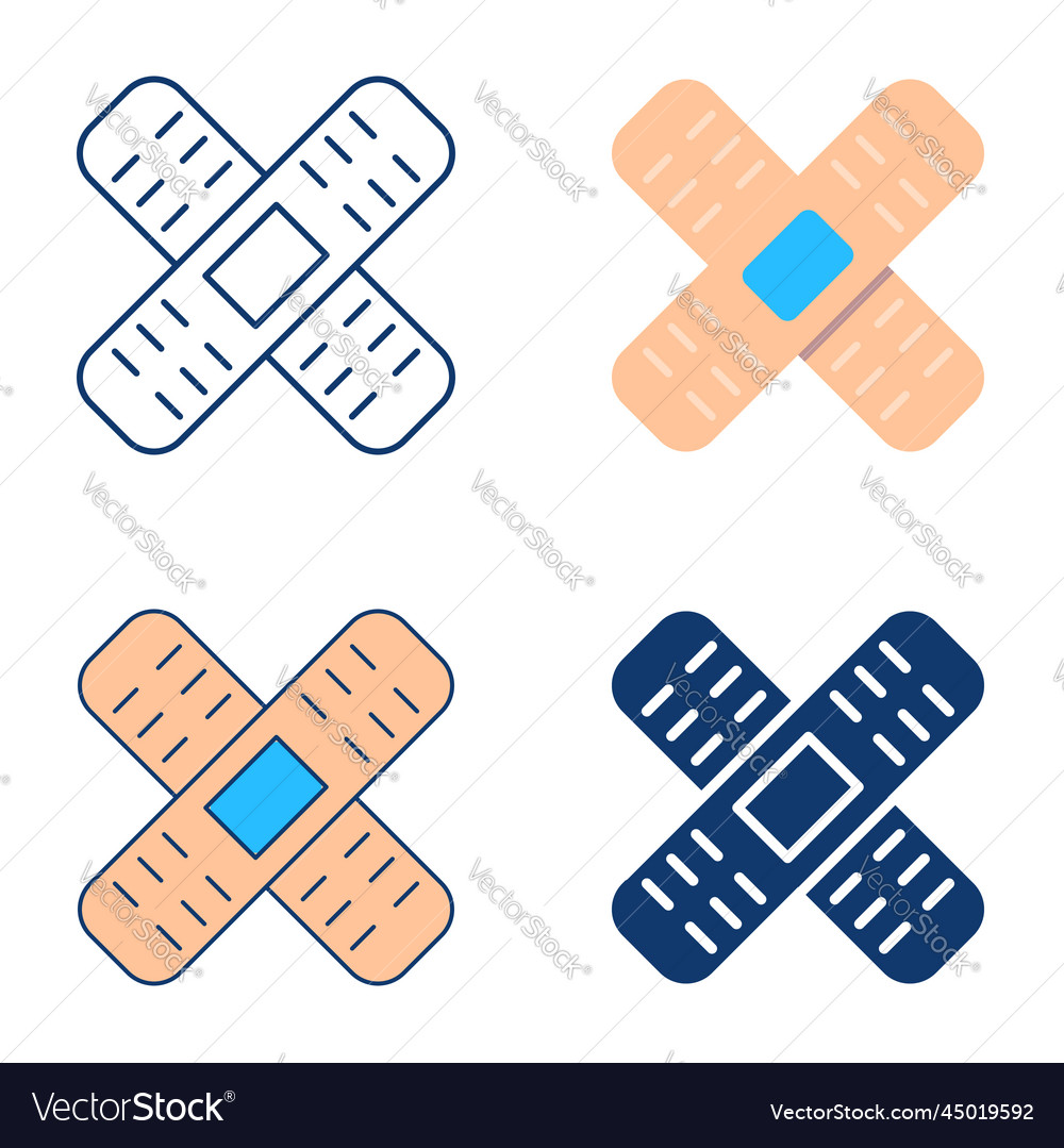 Adhesive bandage cross icon set