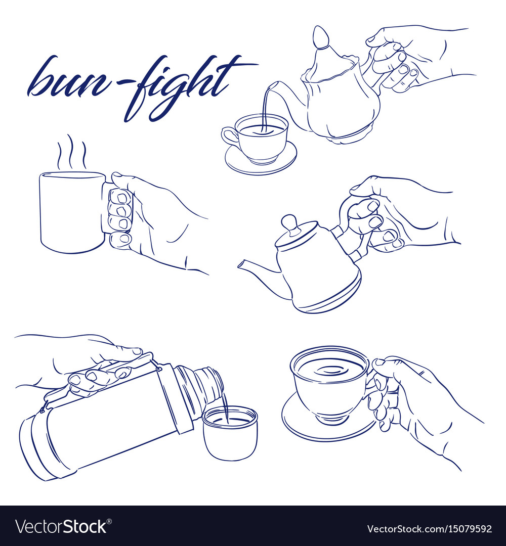 bun-fight-set-royalty-free-vector-image-vectorstock