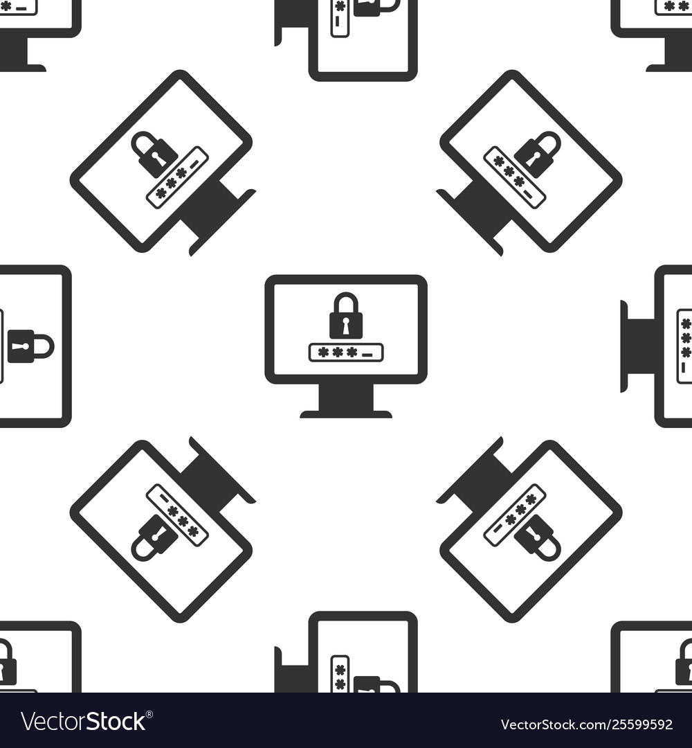 Grey monitor with password notification and lock vector image Grey monitor with password notification and lock