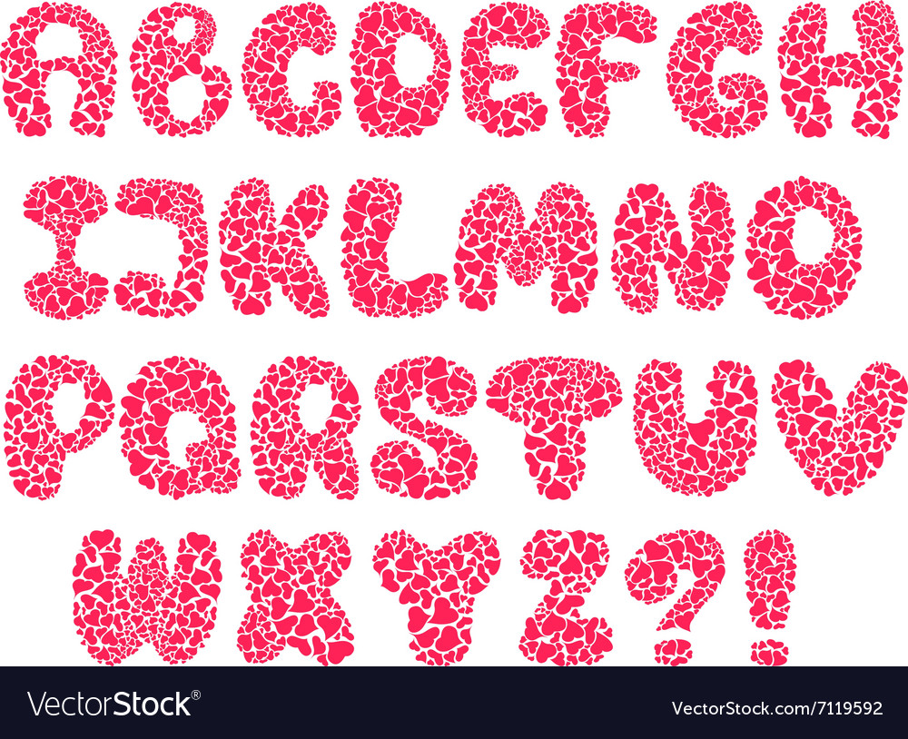 Hearts alphabet Royalty Free Vector Image VectorStock