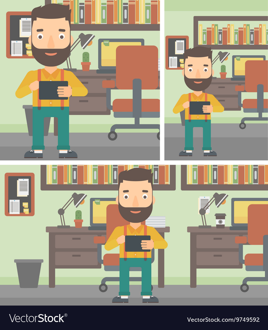 Man using tablet computer