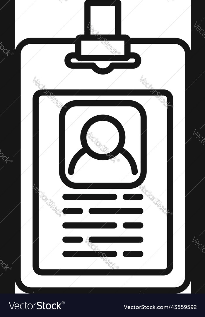 Membership id card icon outline pass Royalty Free Vector