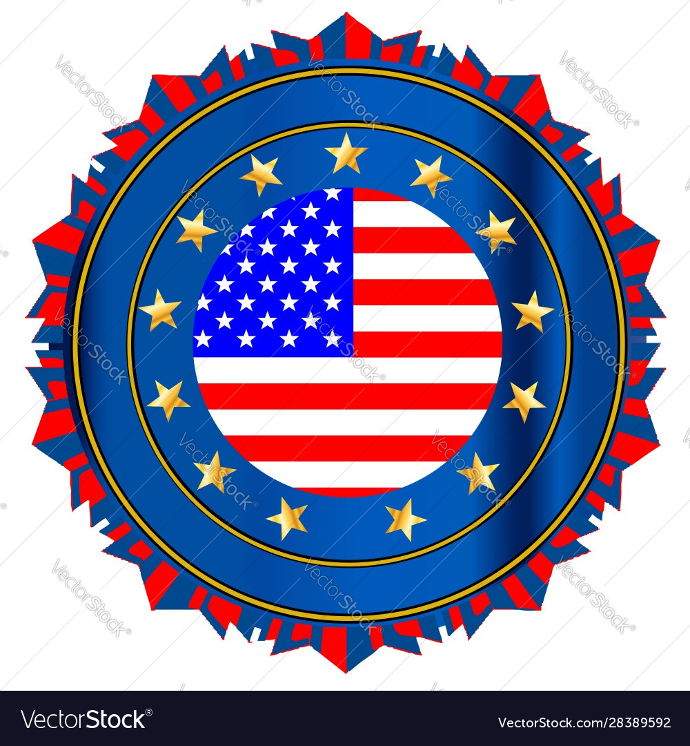 Old glory badge over white