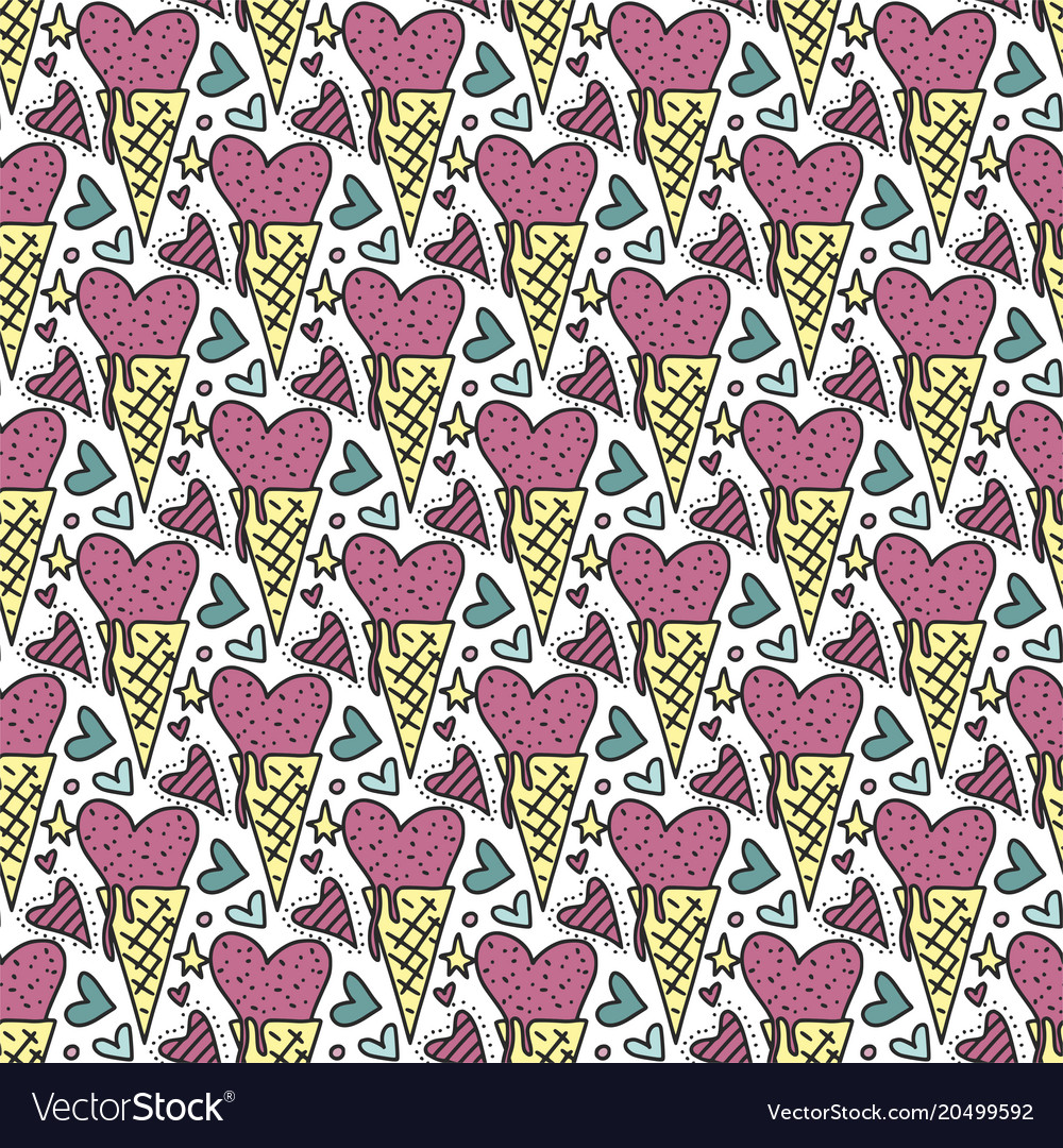 Seamless pattern with ice cream in the form