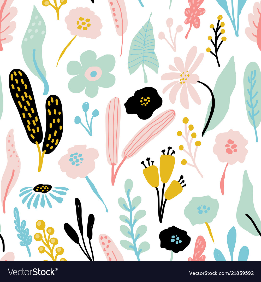 Seamless repeating pattern with floral elements vector image Seamless repeating pattern with floral elements