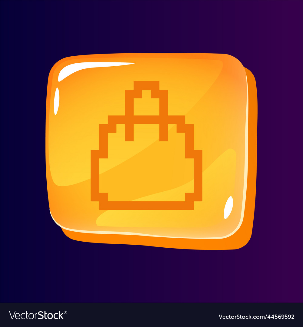 Shopping bag glossy ui button with pixelated icon
