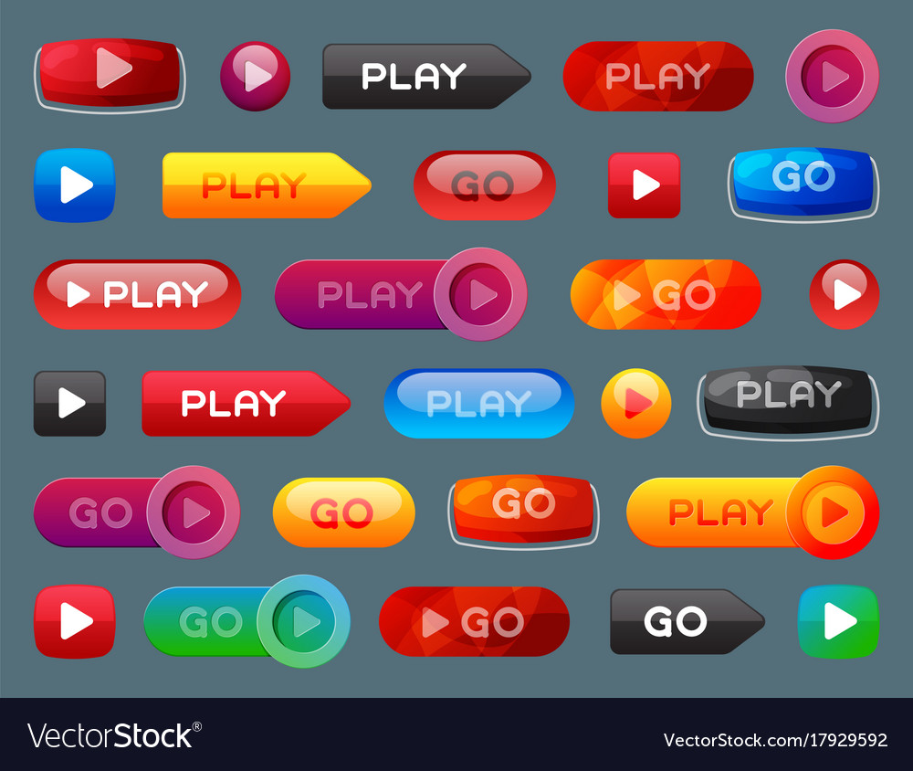 Ui interface button play media internet website Vector Image