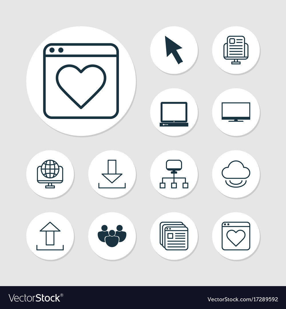 Web icons set collection of display followed