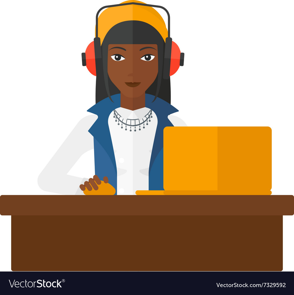 Woman working at laptop Royalty Free Vector Image