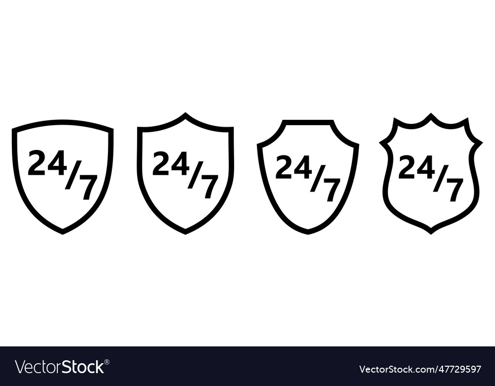247 icon in shield shape different versions